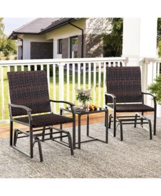Patio Gliding Set with Tempered Glass Coffee Table All Weather
