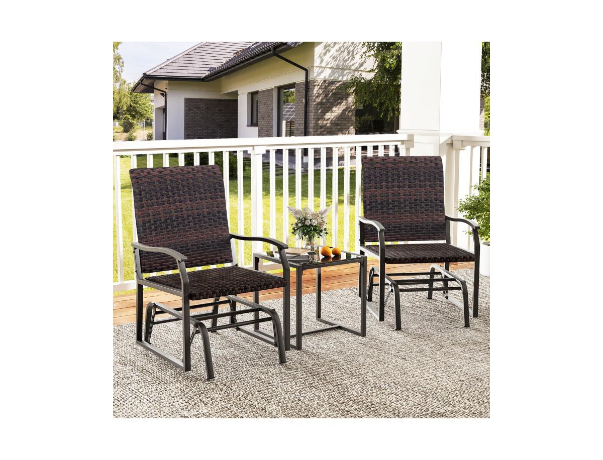 Boyel Living Patio Gliding Set with Tempered Glass Coffee Table All Weather