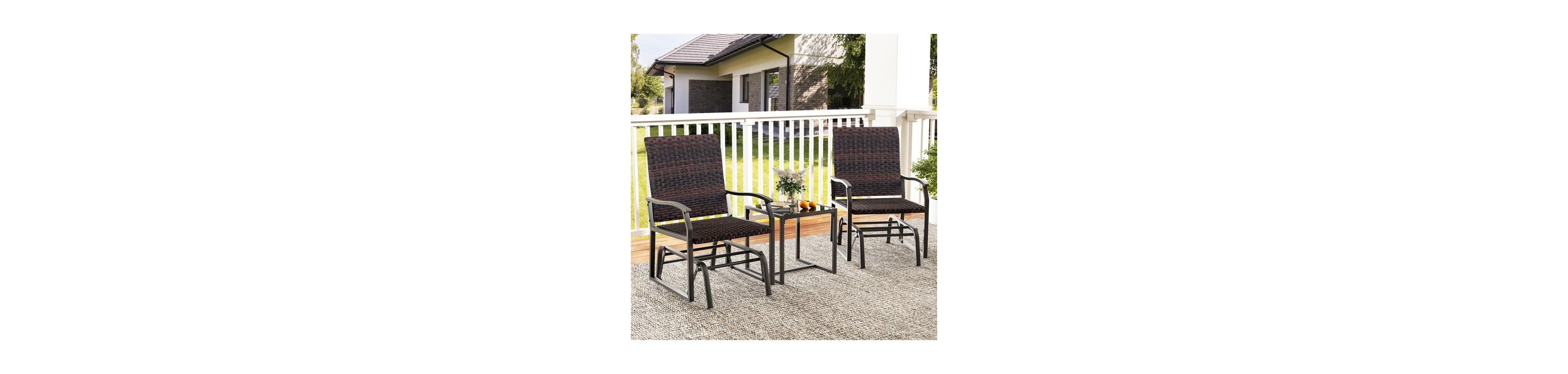 Boyel Living Patio Gliding Set with Tempered Glass Coffee Table All Weather