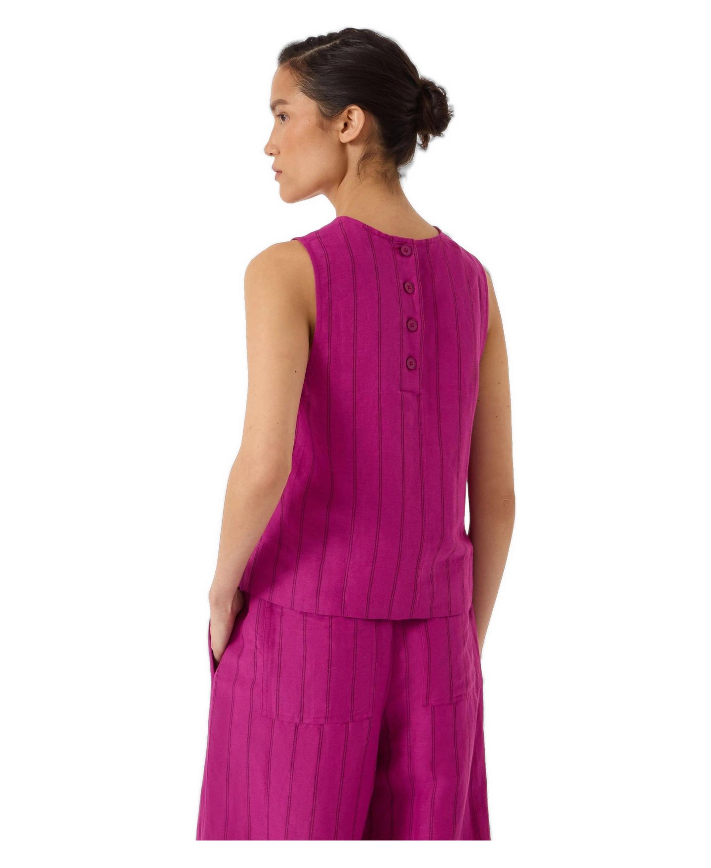 Женский топ Hush Vera Stripe Linen-Blend Sleeveless Shell, цвет: Орхидея полосатый розовый — фото 3