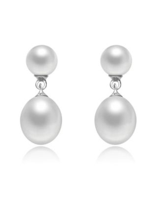 Elegant Sterling Silver Freshwater Pearl Dainty Drop Earrings