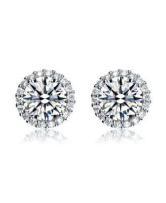 Dainty 12MM Sterling Silver Radiant CZ Button Stud Earrings