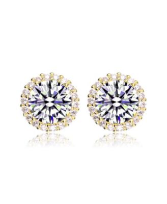 Dainty 12MM Sterling Silver Radiant CZ Button Stud Earrings