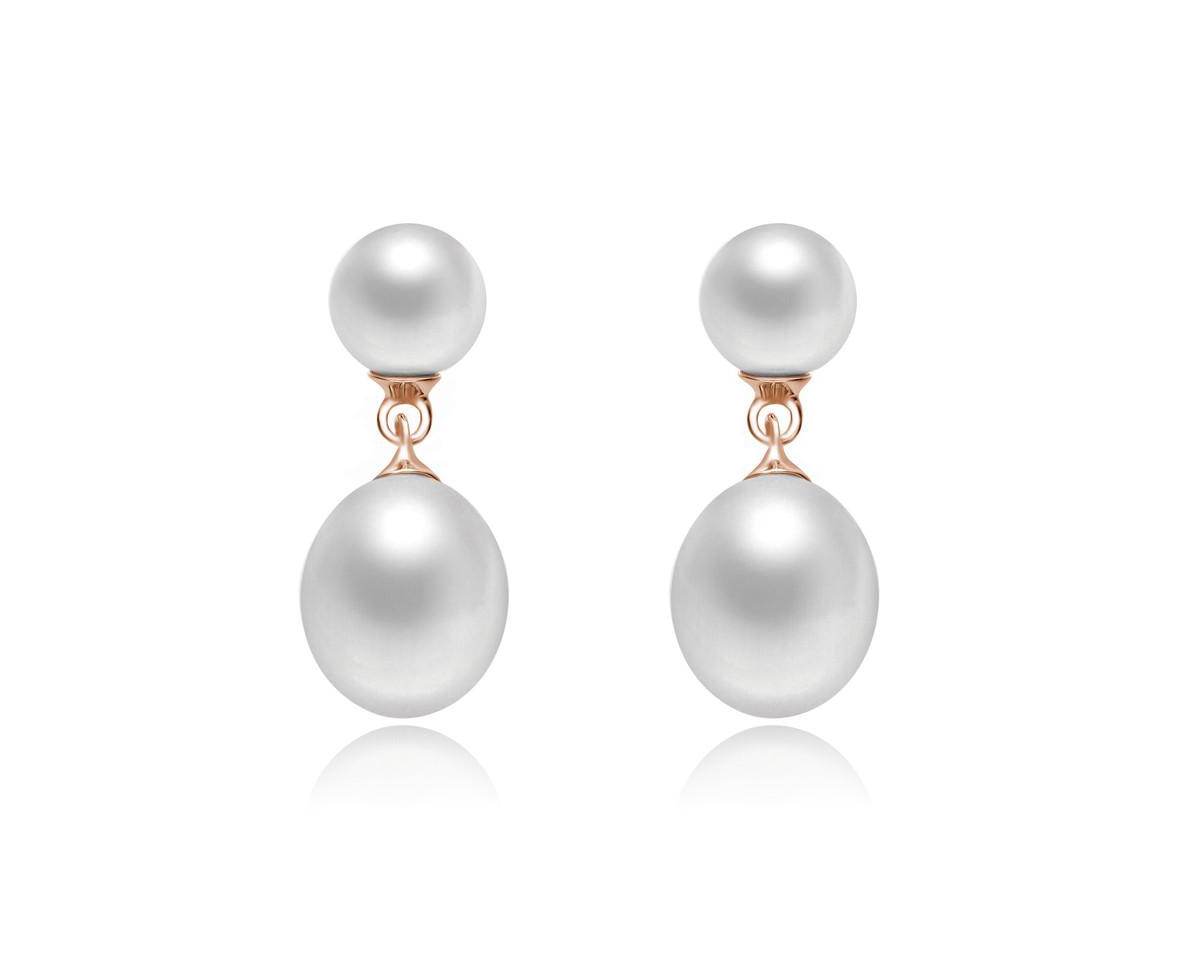 Genevive Elegant Sterling Silver Freshwater Pearl Dainty Drop Earrings - Rose