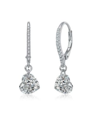 Brilliant  Gold Plated CZ Heart Drop Hoop Earrings