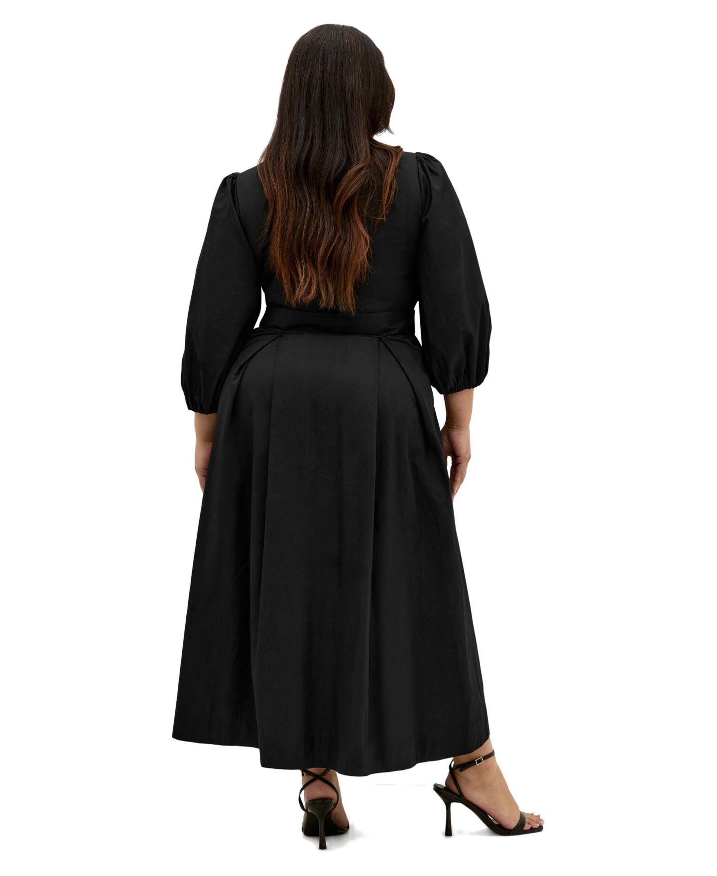 Женское платье CITY CHIC Plus Size Kaiya V-Neck Midi A-Line, цвет: Чёрный — фото 2