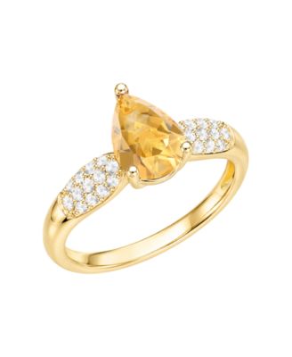 Citrine (1 ct. t.w.) & Diamond (1/4 ct. t.w.) Ring in 14k Yellow Gold (Also available in Amethyst or 14k White Gold Blue Topaz)