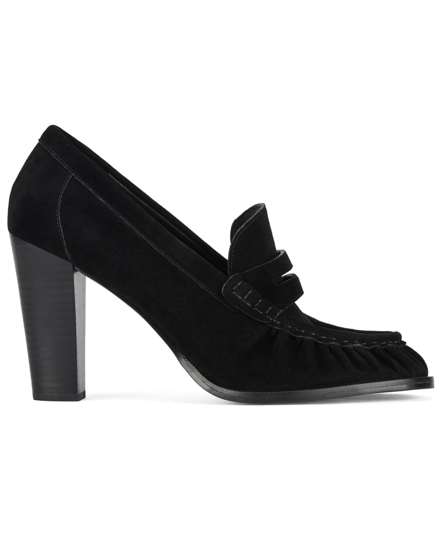 Женские туфли-лодочки Jeffrey Campbell Smithson в стиле лоферов на каблуке, цвет: Чёрный замшевый — фото 2