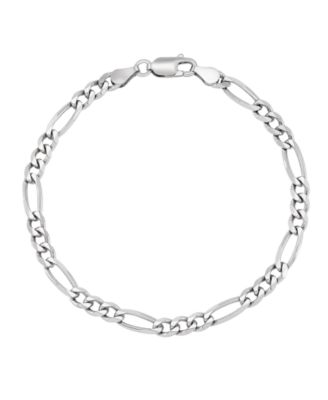 Solid Figaro Chain Bracelet in Sterling Silver
