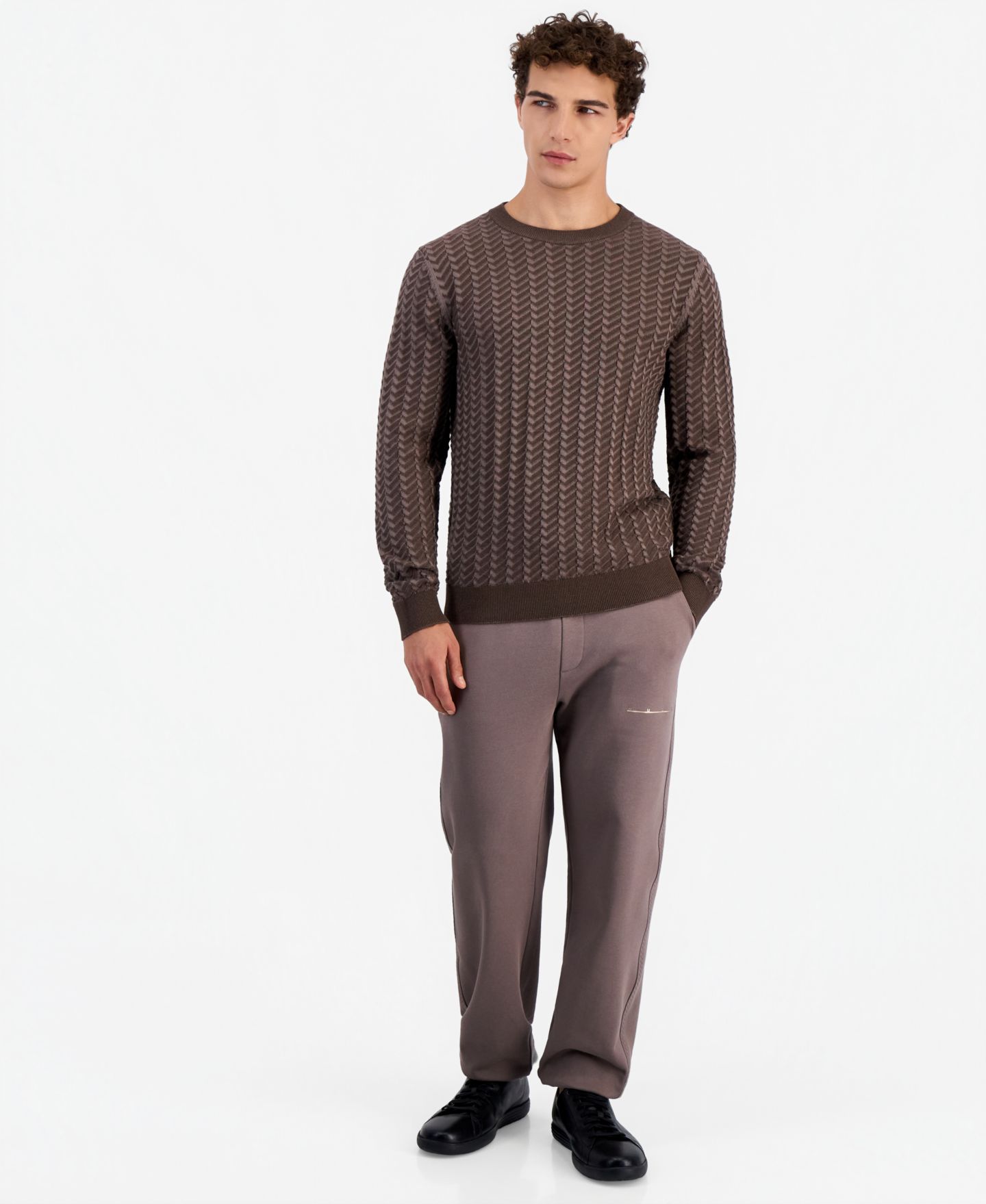 Мужской свитер Hugo Boss Simond Crewneck Cotton Structured, цвет: Rustcopper — фото 2