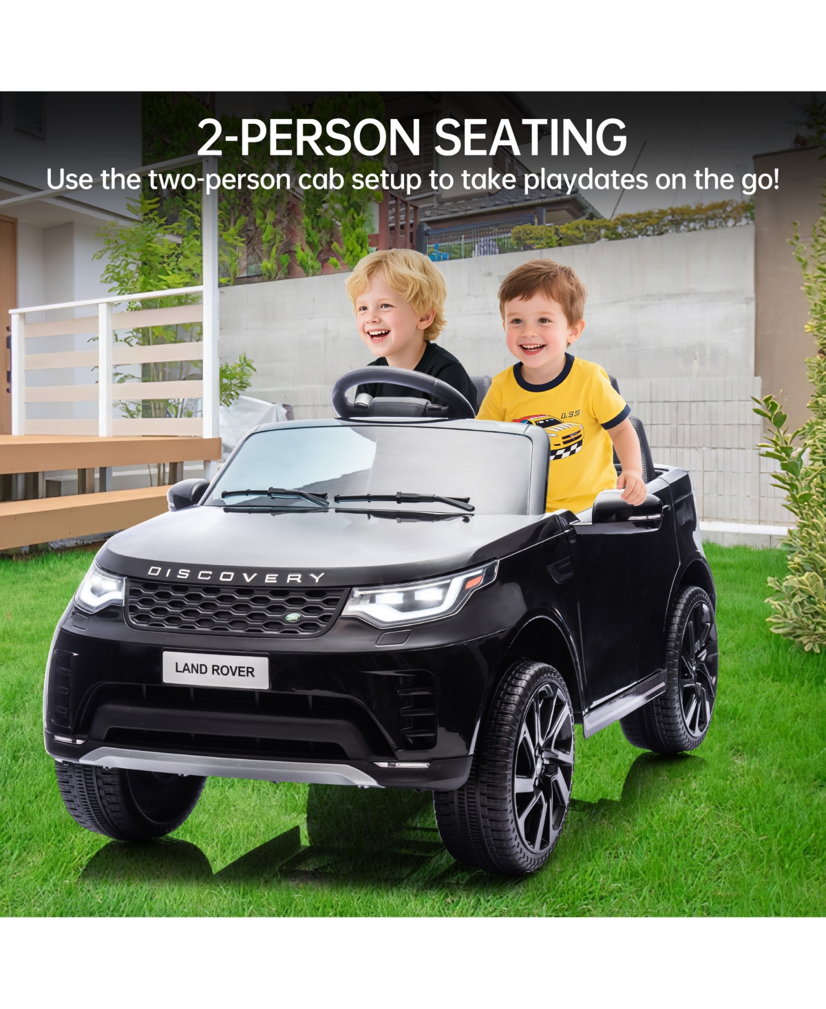 homfan 12V 2-Seater Ride On Car for Kids, Licensed Land Rover Battery Powered Electric Vehicle w/ Parent Remote, Led Light, MP3 Player, 3 Speeds 3-8