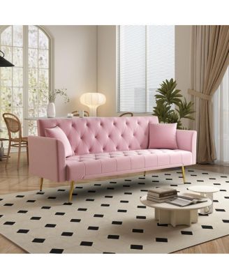 72" Convertible Foldable Sleeper Sofa Retro Tufted
