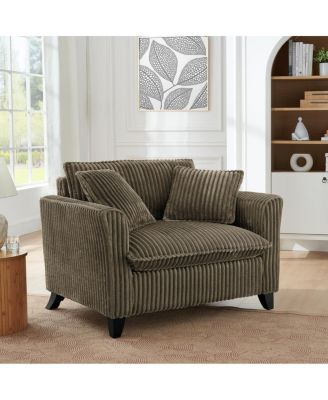 Comfortable Brown Lazy Sofa Chair with Armrests and Cushion