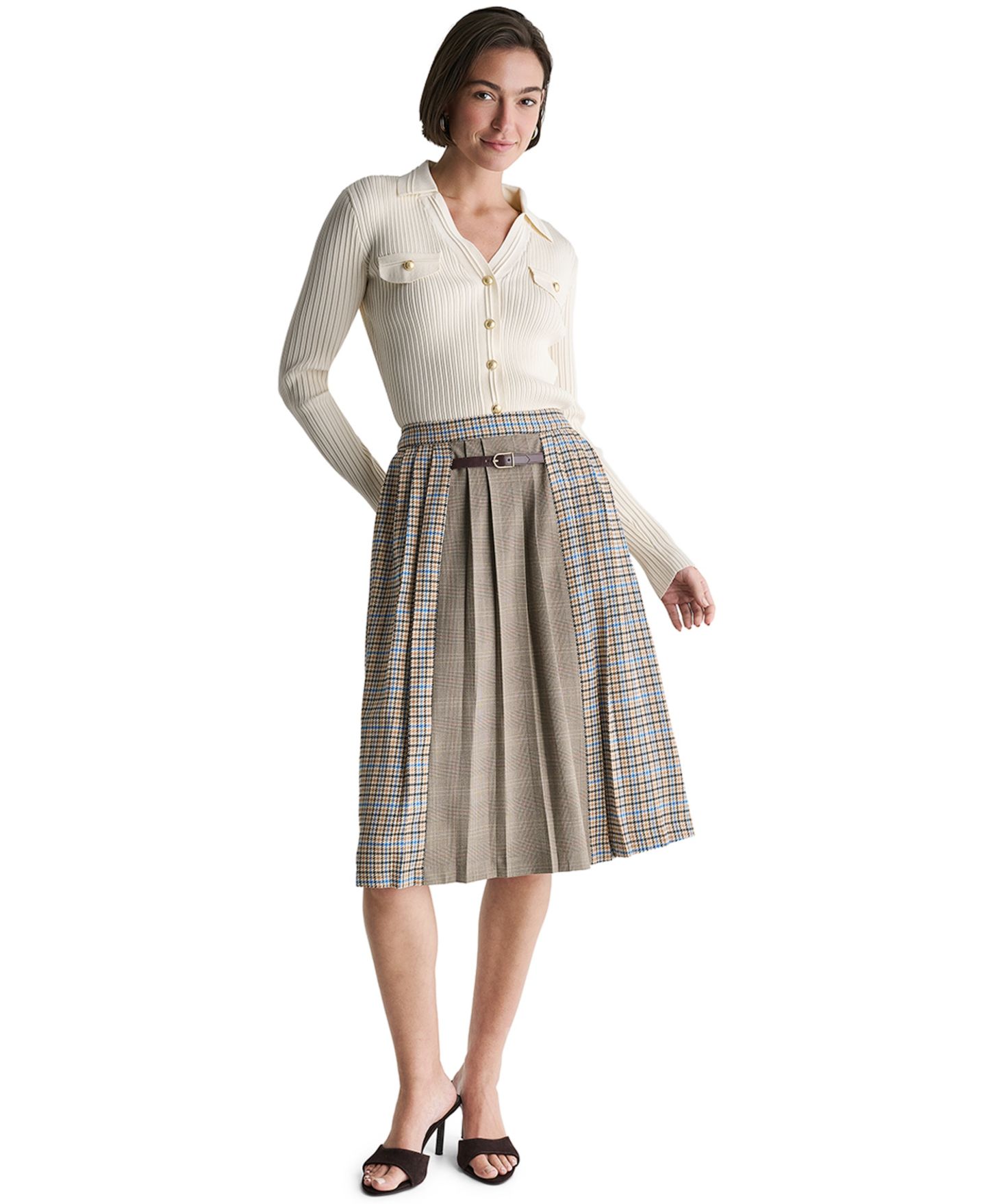 Женская юбка BCBG Pleated A-Line Long Midi, цвет: Верблюжий — фото 2