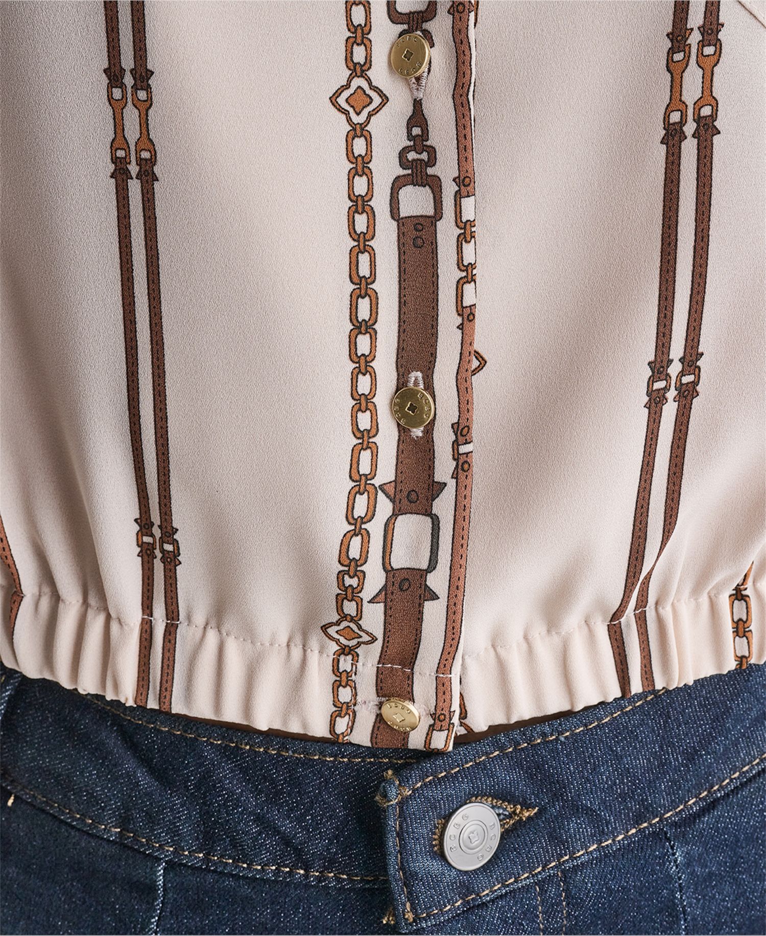 Women's Collared Long-Sleeve Crop Button-Up Top