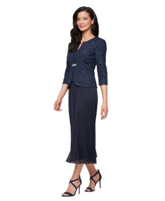 Petite Textured Jacquard Tea-Length Midi Jacket Dress
