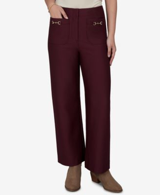 Petite Solid Pique Wide Leg Pull-On Pants