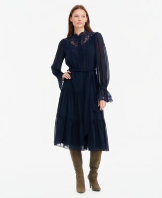 Women's Reed Long Sleeve Lace Mock Neck Dress, Macy's Exclusive