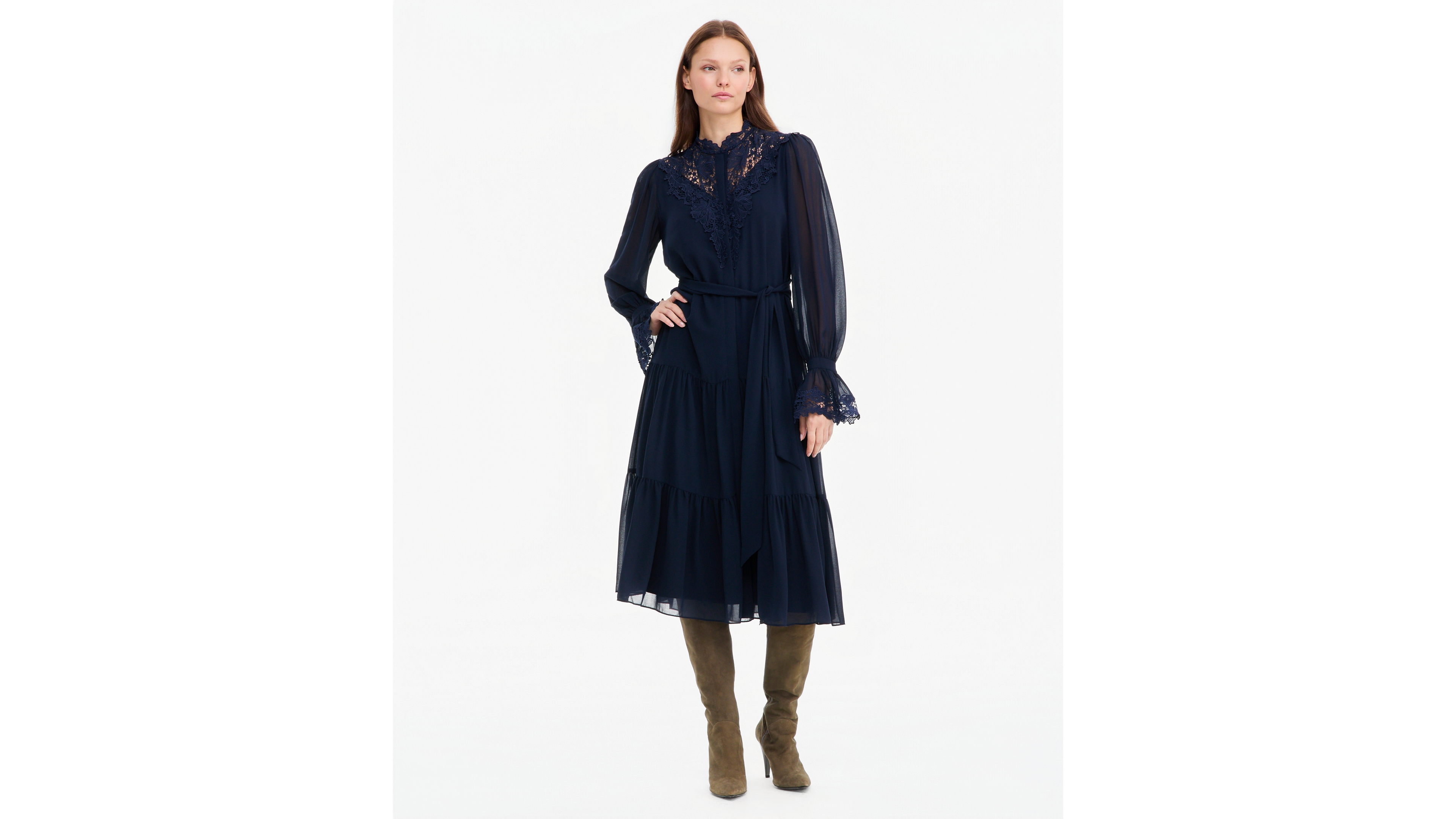 Kobi Halperin Women's Reed Long Sleeve Lace Mock Neck Dress, Macy's Exclusive