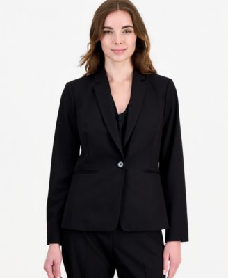 Women's One-Button Short Shoulder-Padded Blazer