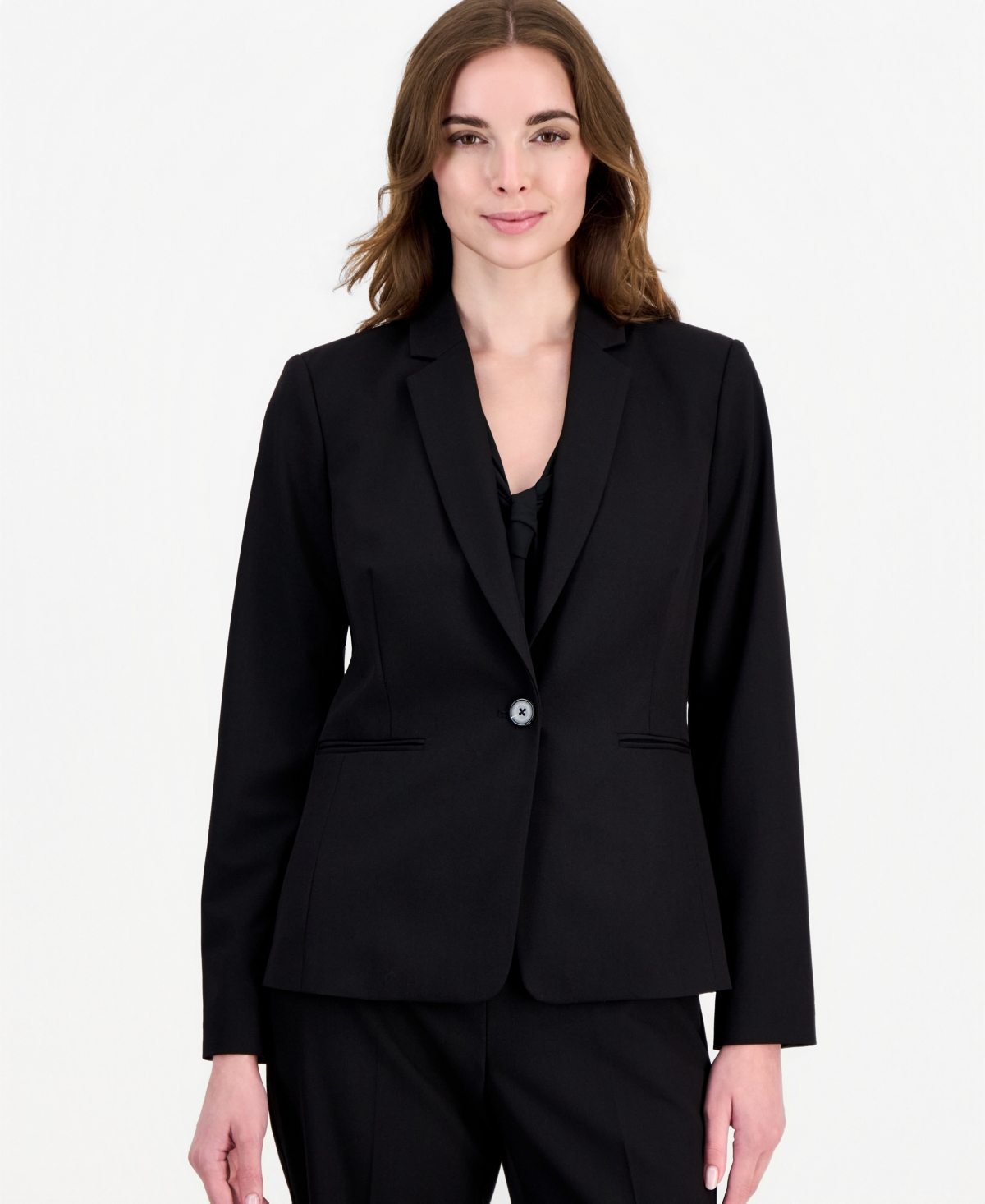 Tahari Asl Women's One-Button Short Shoulder-Padded Blazer