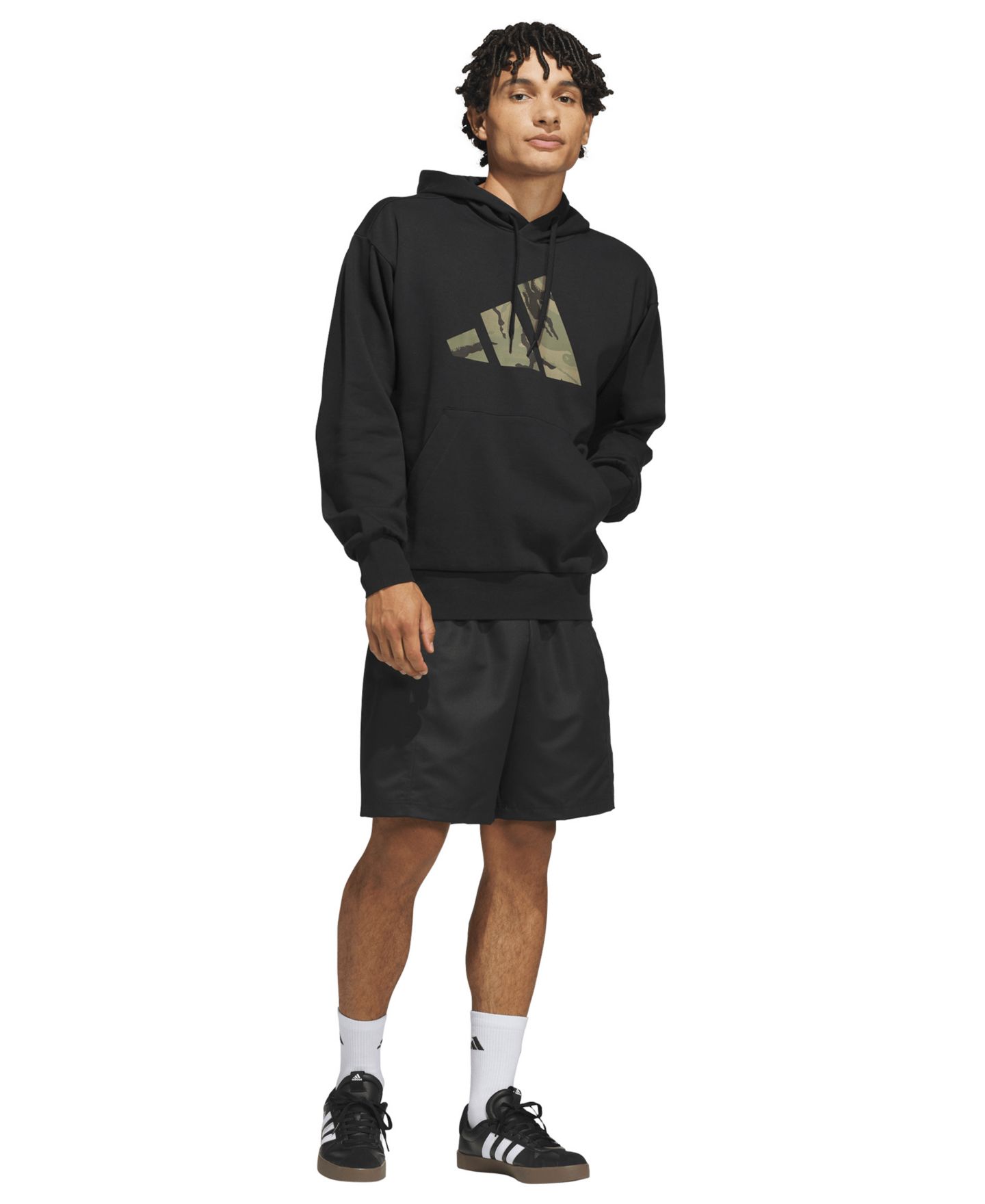 Мужское худи adidas Camo Big Logo Fleece, цвет: Чёрный / Белый — фото 2