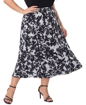 Plus Size Midi High-Waisted A-Line Skirt