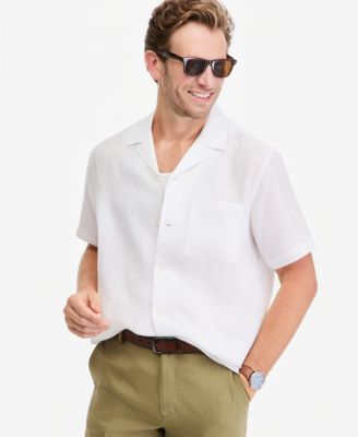 Men's Camp Collar Short Sleeve Linen Shirt, Macy's Exclusive