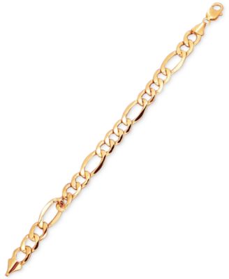 italian gold men's figaro chain bracelet in 10k gold