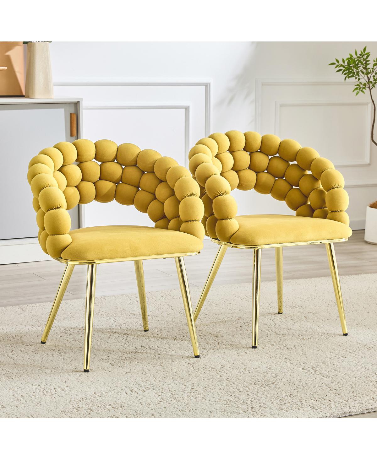 Streamdale Furniture Set of 2 Bubble Velvet Dining Chairs