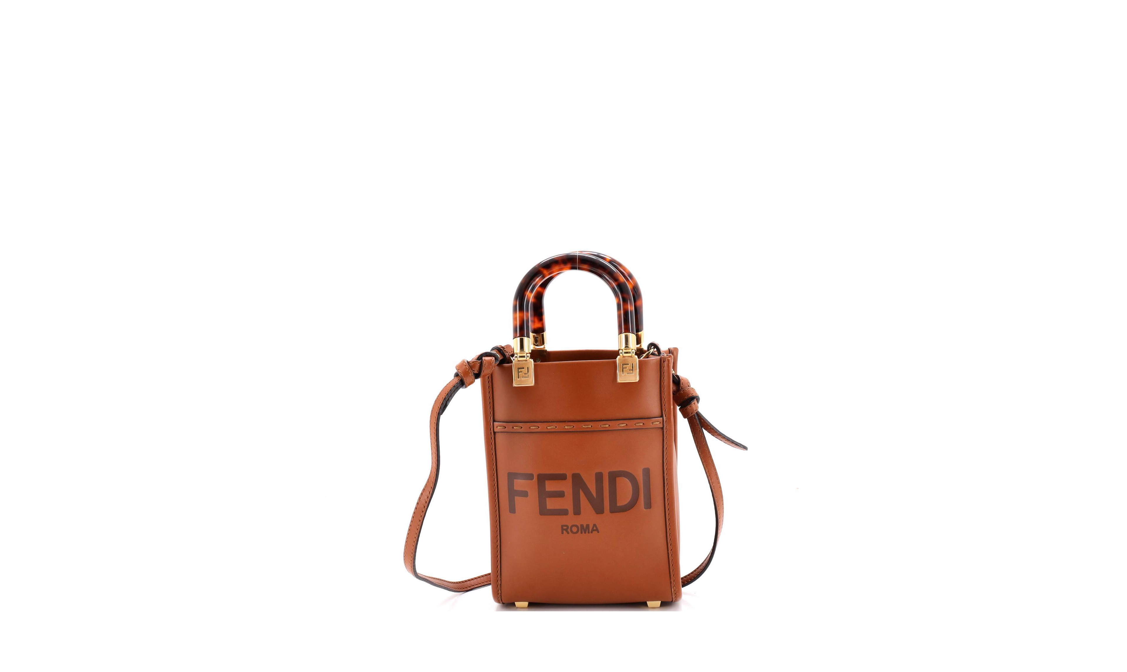 Pre-Owned Fendi Mini Sunshine Shopper Tote Leather