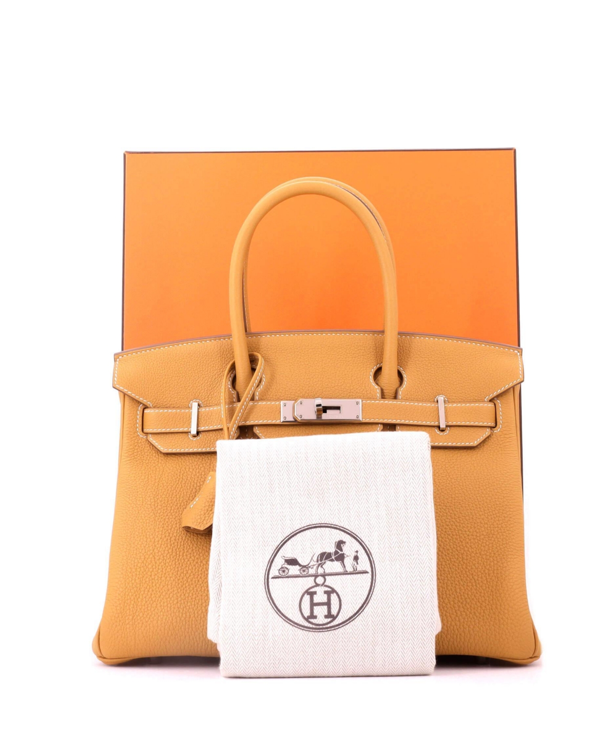 Pre-Owned Hermes Birkin 30 Handbag Light Togo with Palladium Hardware