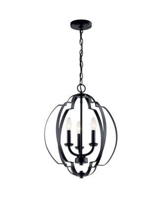 Voleta 16 1/2" Wide Black 3-Light Foyer Pendant