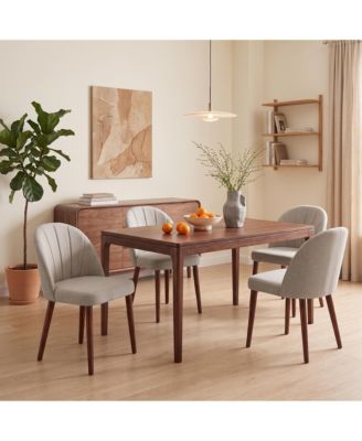 Dining Chairs Set of 4, Modern Upholstered Fabric Kitchen Chairs, Curved High Back, Thick Padded Seat and Wooden Frame, Side Chairs for Restaurant