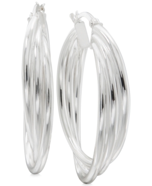 image of Triple Band Hoop Earrings in Sterling Silver