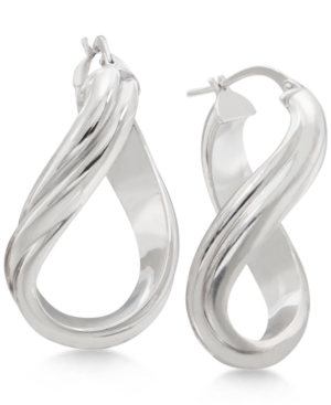 image of Twisted Sculptural Hoop Earrings in Sterling Silver