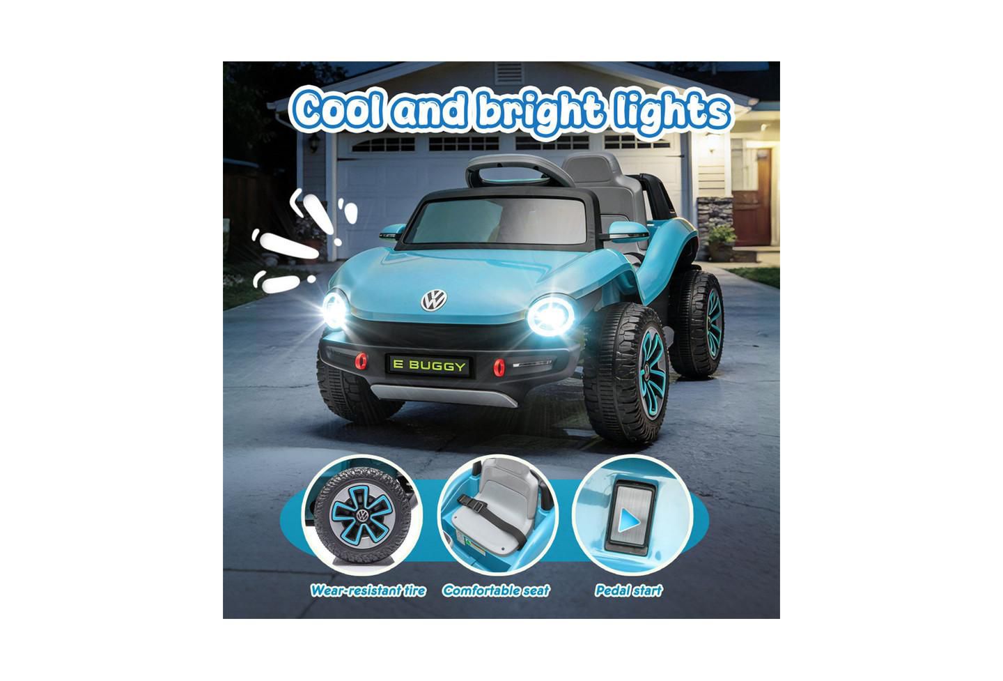 Детская игрушка YOBTOP 12V Beetle Kids Ride On Electric Car - 2.4G Parental Remote Control, Cute Curvy Body, 2WD 4-Wheel Suspension For Kids 3-5, цвет: Синий — фото 6