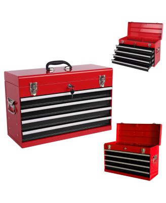  21-Inch Heavy Duty 4-Drawer Portable Metal Tool Box with Ball Bearing Slides