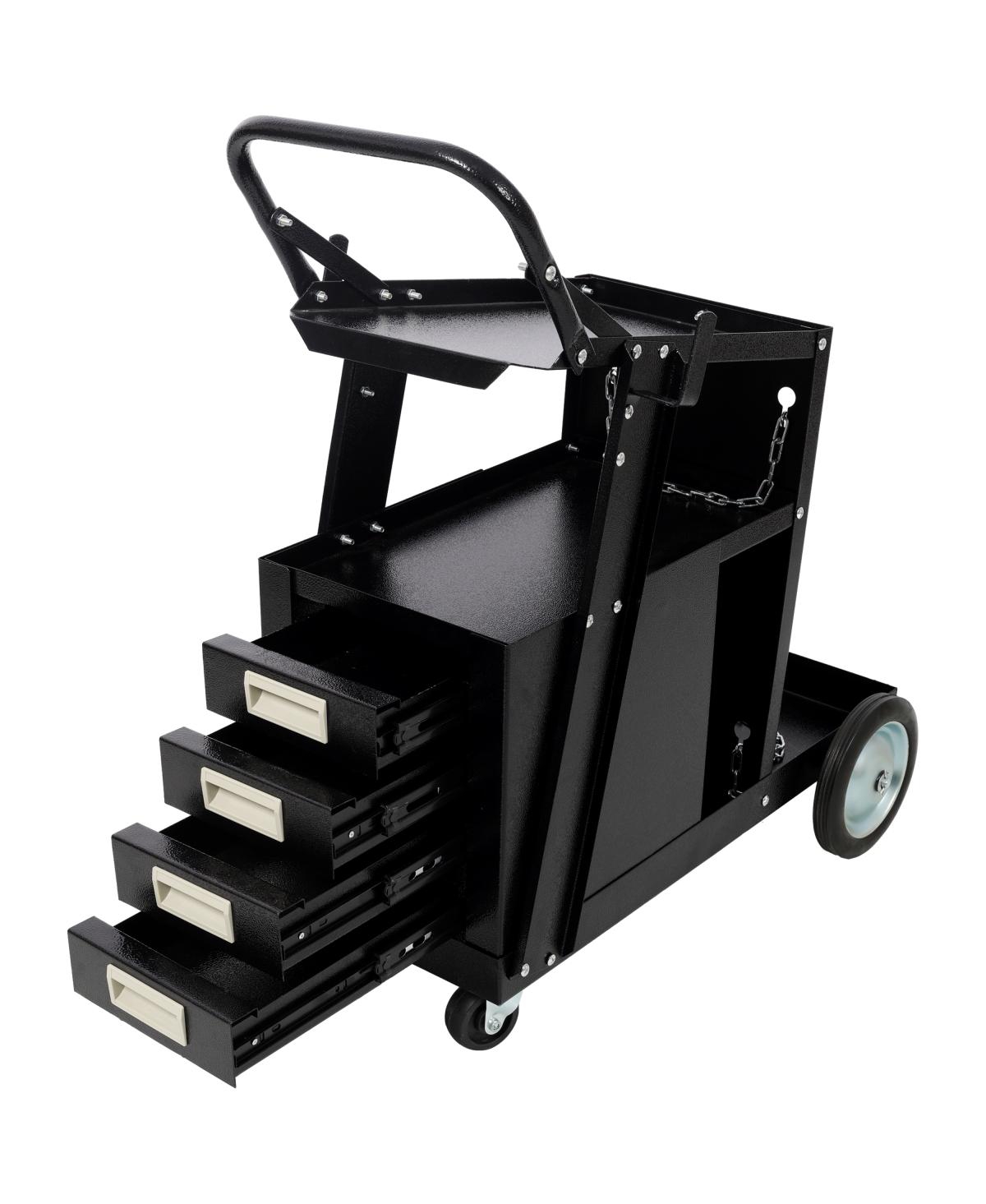Streamdale Furniture Heavy Duty 4-Drawer Rolling Welding Cart and Tool Trolley - Black