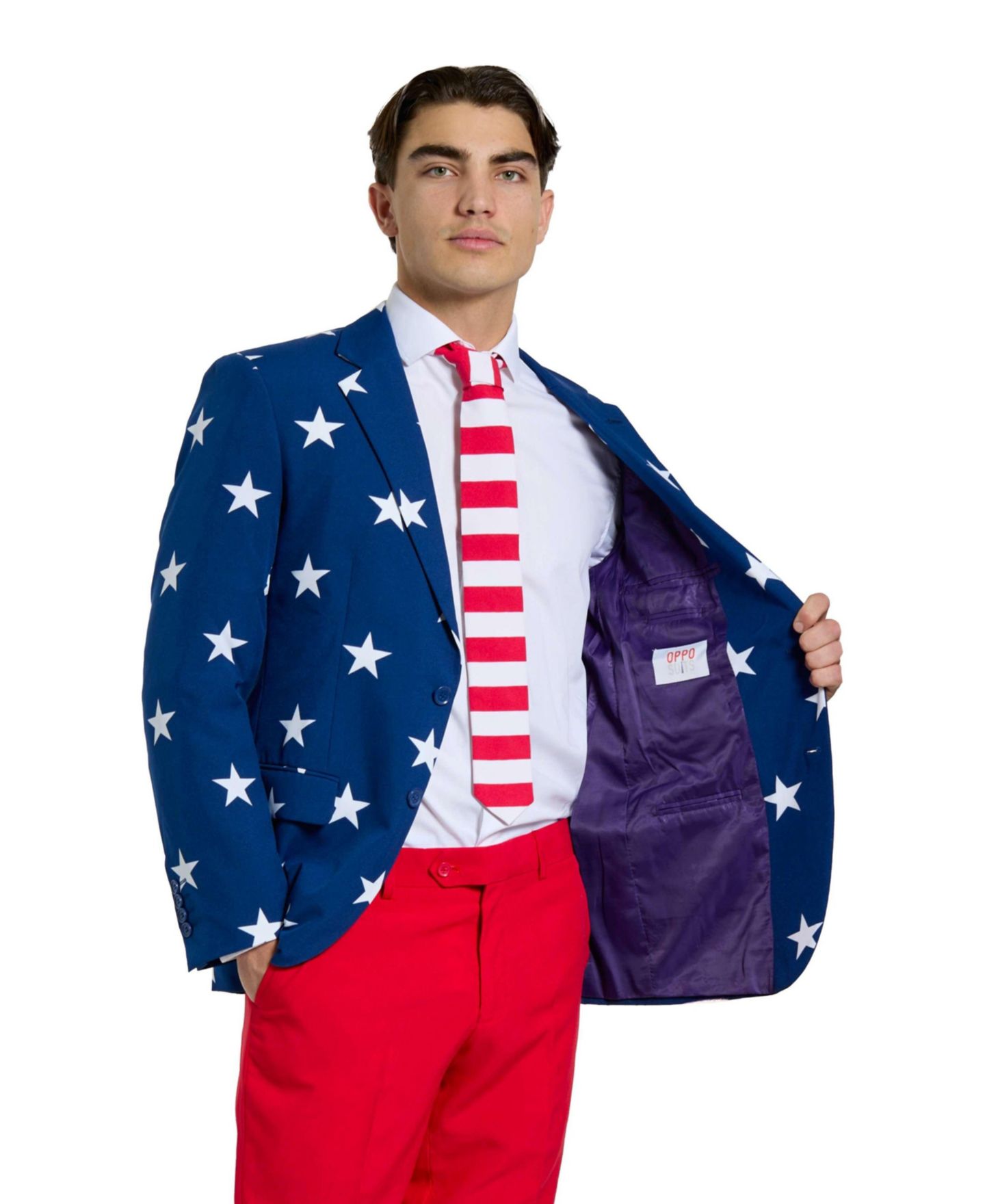 Мужской летний карнавальный костюм OppoSuits USA в американской тематике, цвет: Белый / Синий — фото 5