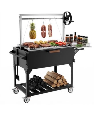 Argentine Santa Maria Wood and Charcoal BBQ Grill with Adjustable Grates
