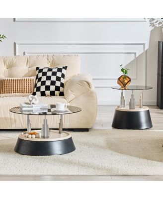 Glass Round Nesting Coffee Table Set - 2 Piece