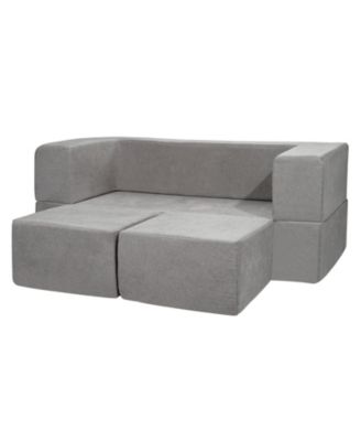 4-Piece Modular Kids Couch, Toddler Play Sofa Bed with Removable Washable Cover for Playroom