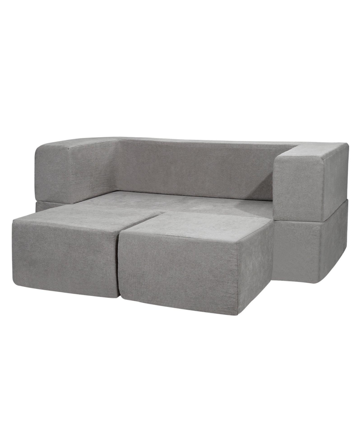 Slickblue 4-Piece Modular Kids Couch, Toddler Play Sofa Bed with Removable Washable Cover for Playroom - Grey