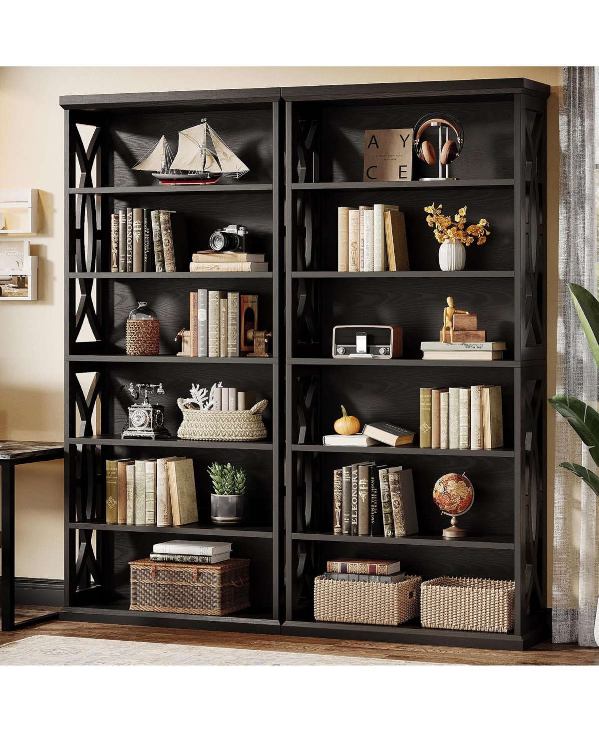Tribesigns 2 Pieces 71 Inches Tall Bookshelf, 6-Tier Freestanding Bookcase for Living Room, Anti Tipping Devices Included
