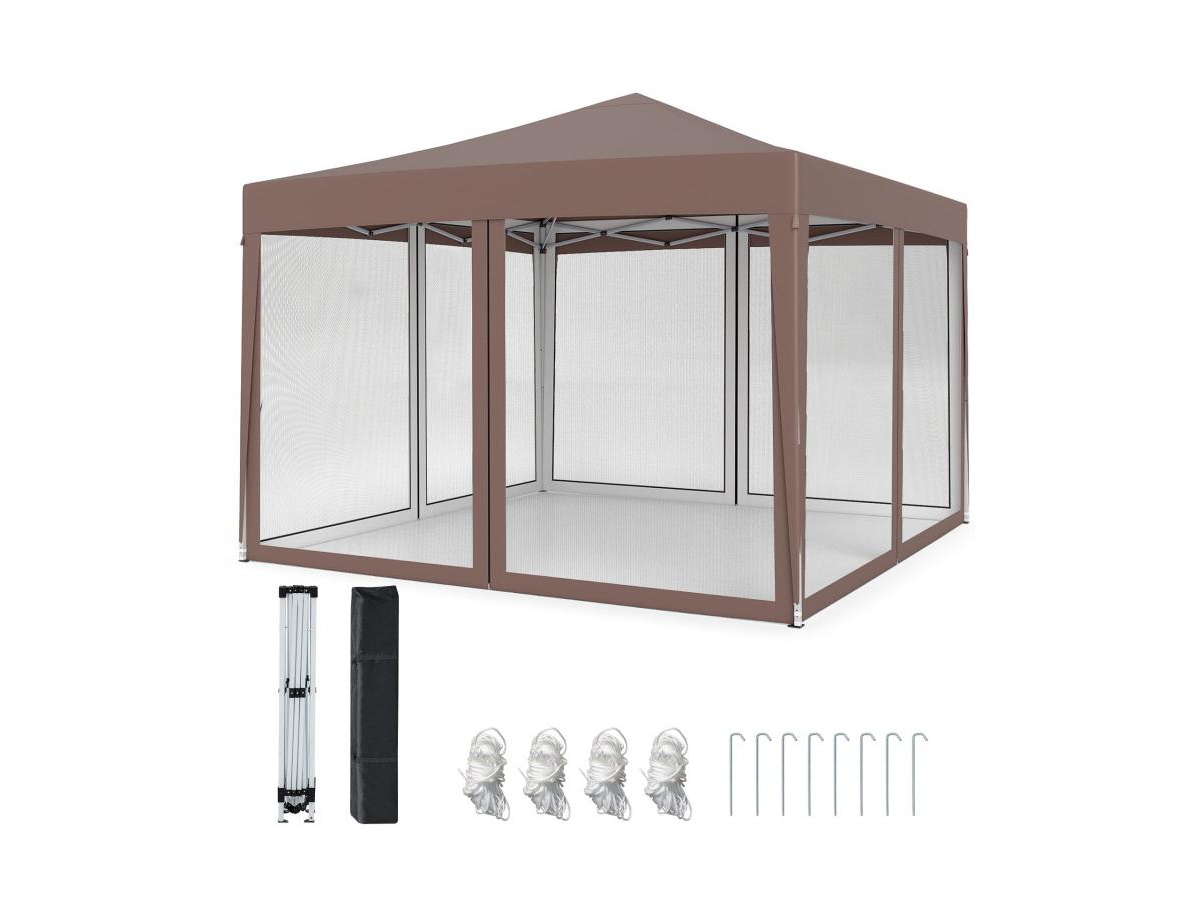 Boyel Living Pop-Up Canopy Tent Easy Setup Instant Folding Shelter with Mesh Netting - Dark brown