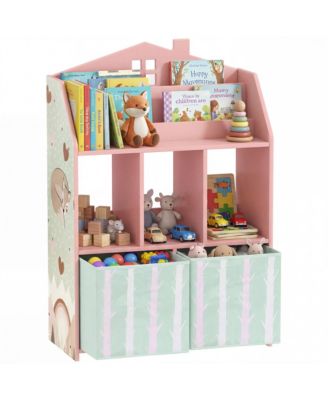 Kids Bookshelf with Storage, Children's Bookcase for Playroom