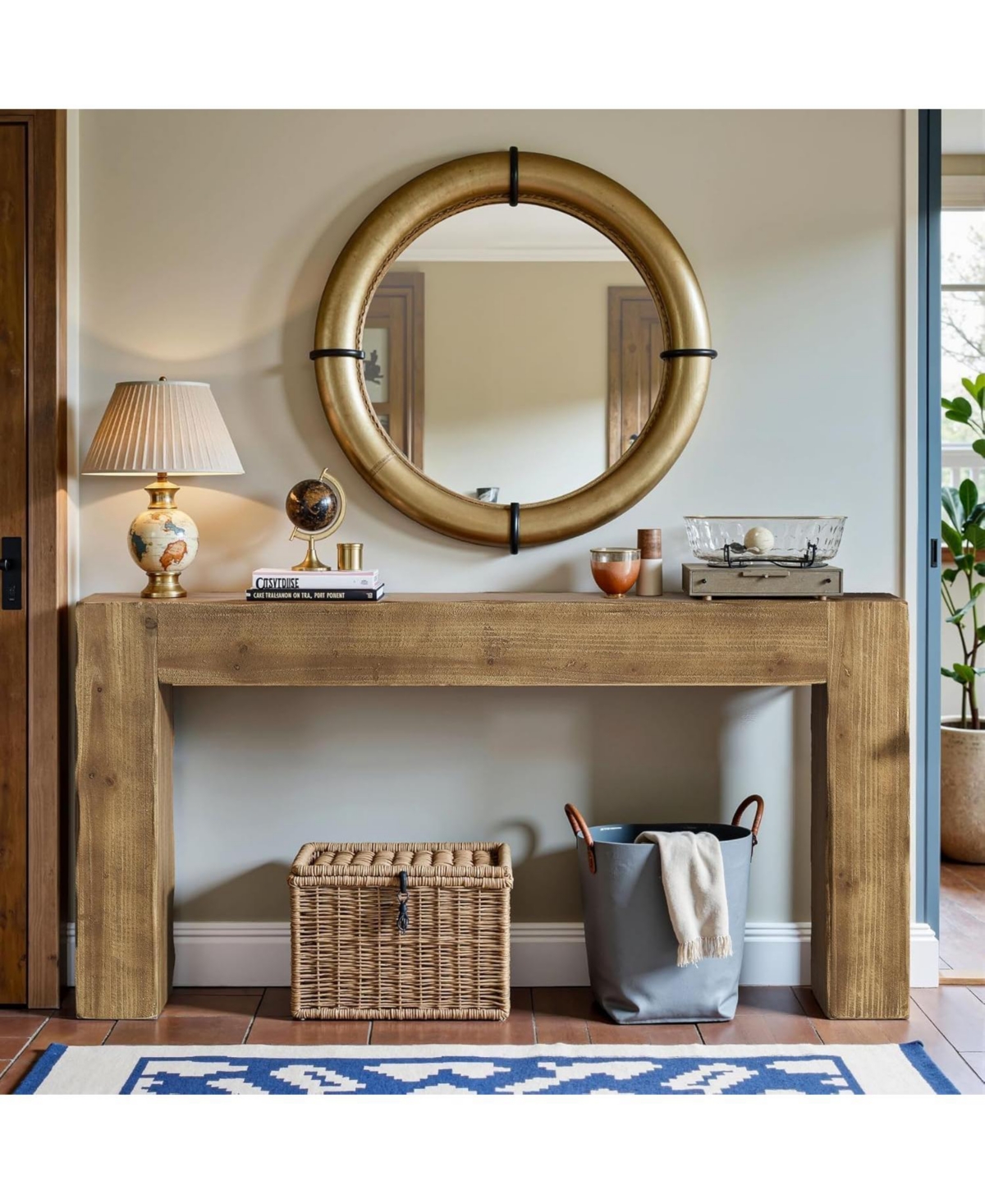 Tribesigns 63" Solid Wood Console Table, Farmhouse