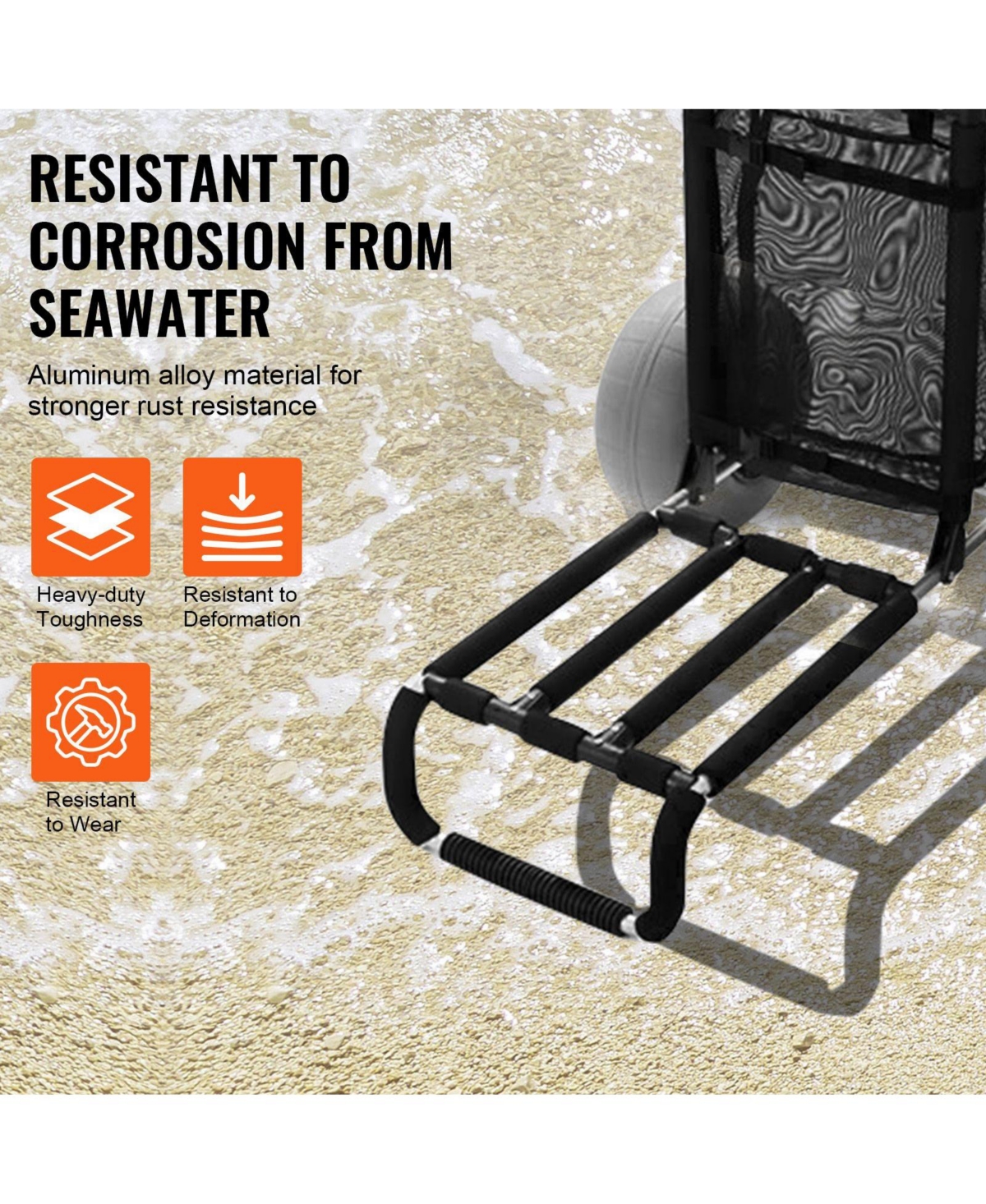 Mountaintop Beach Dolly with Big Wheels for Sand, 29.9" x 15.4" Cargo Deck, 12" Balloon Wheels, Folding Sand Cart, 165LBS Capacity