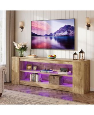 78" LED Light TV Stand for TVs up to 90 Inches, 3 Tiers